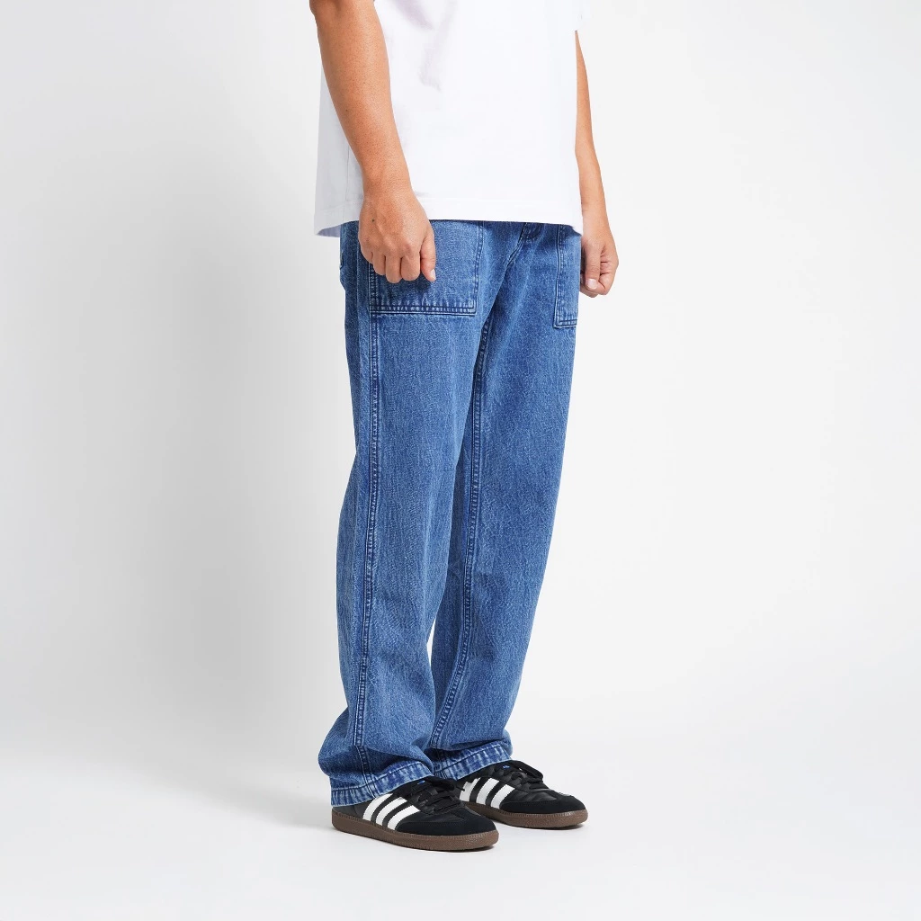 Superego Jeans Loose Fit Fatigue Long Pants Denim Snow Blue (2)