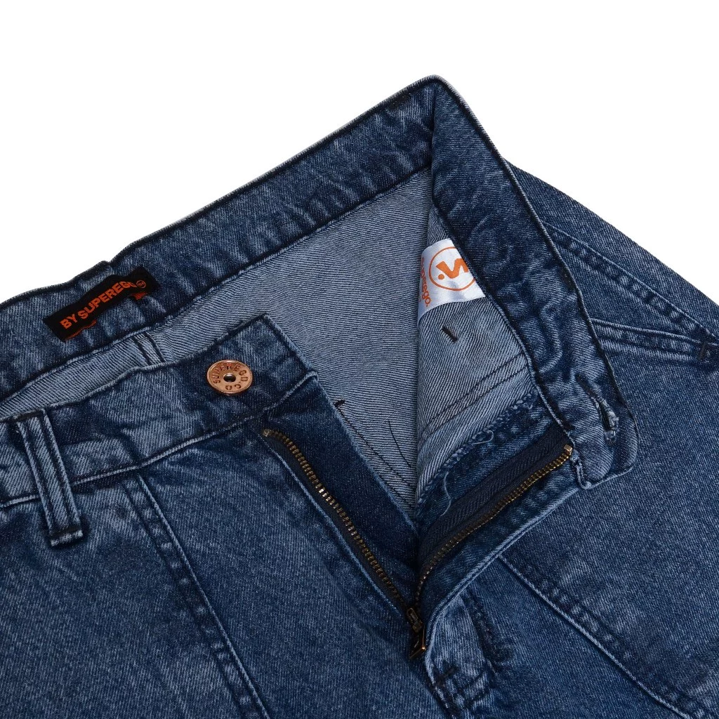 Superego Jeans Loose Fit Fatigue Long Pants Denim Snow Blue (1)