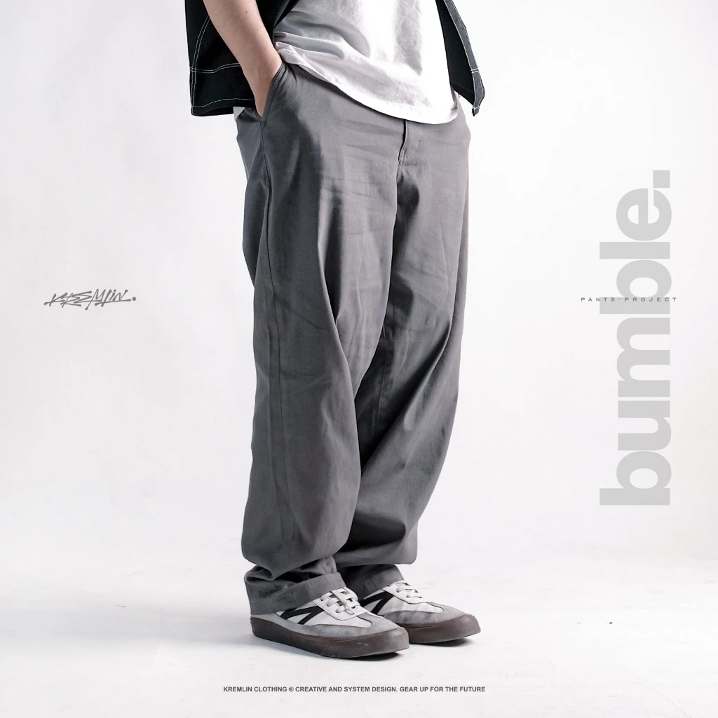 KREMLIN Chino Loose Fit Baggy Pants Grey Bumble (3)