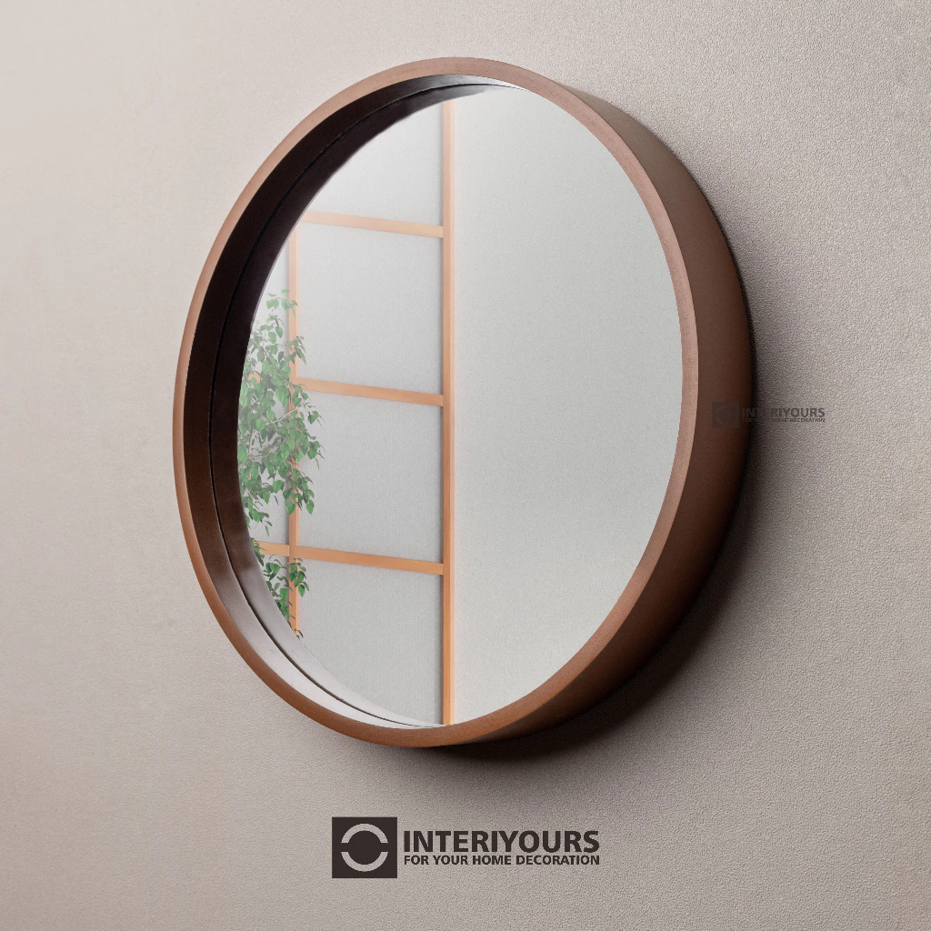 Cermin Dinding Frame Kayu Bulat Aesthetic (1)