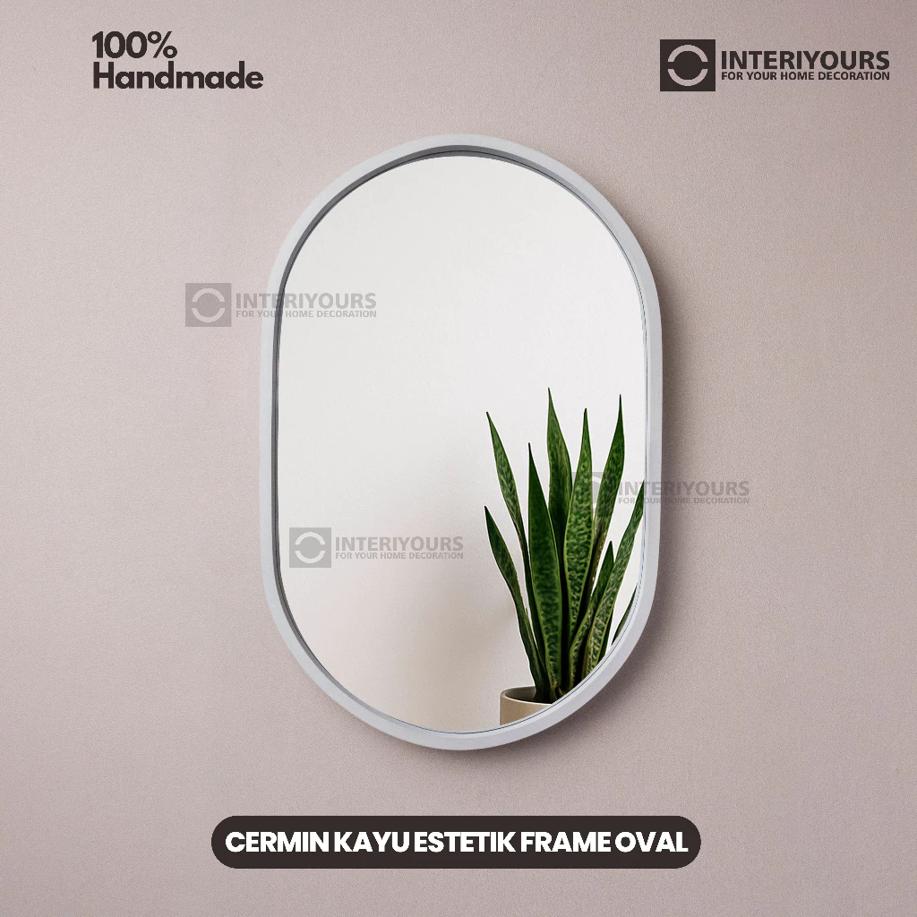 Cermin Dinding Frame Kayu Bulat Aesthetic (3)
