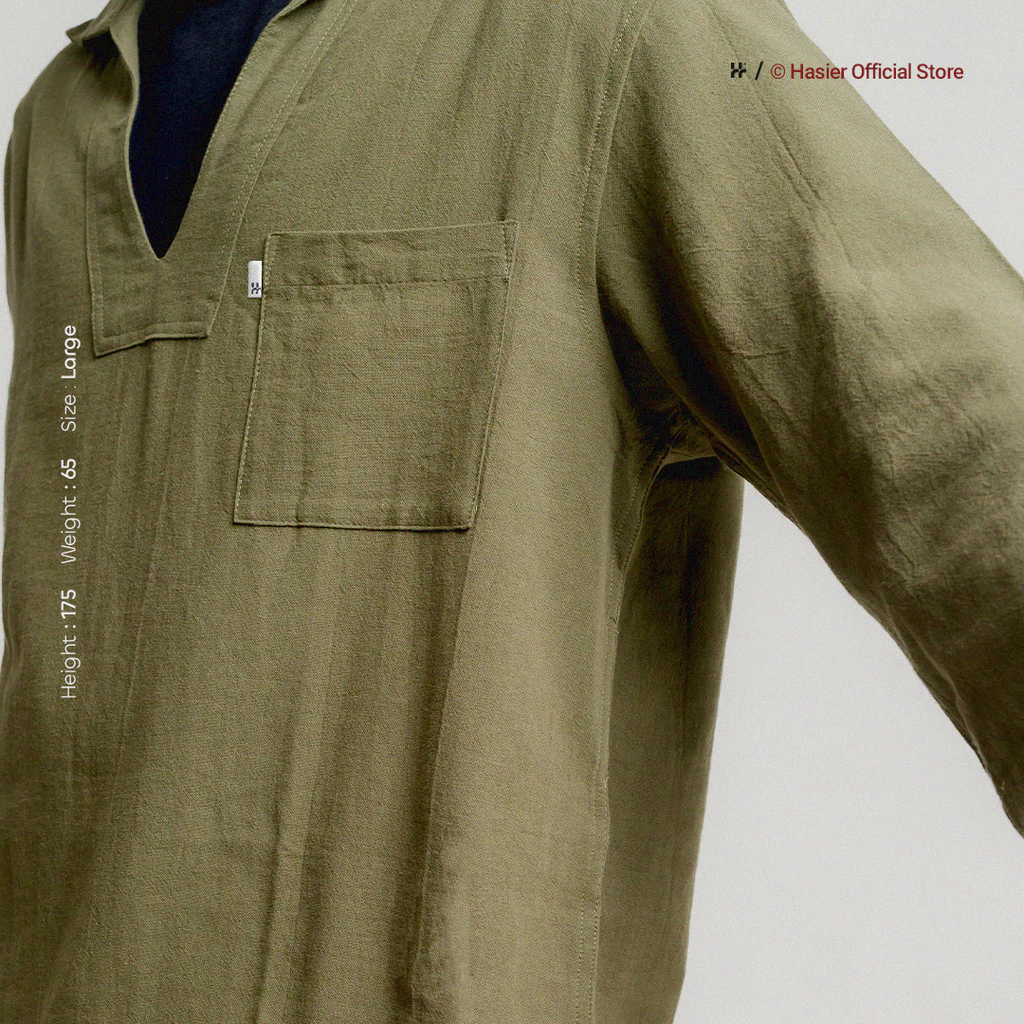 HASIER Linen Pullover Sleeve Shirt (2)