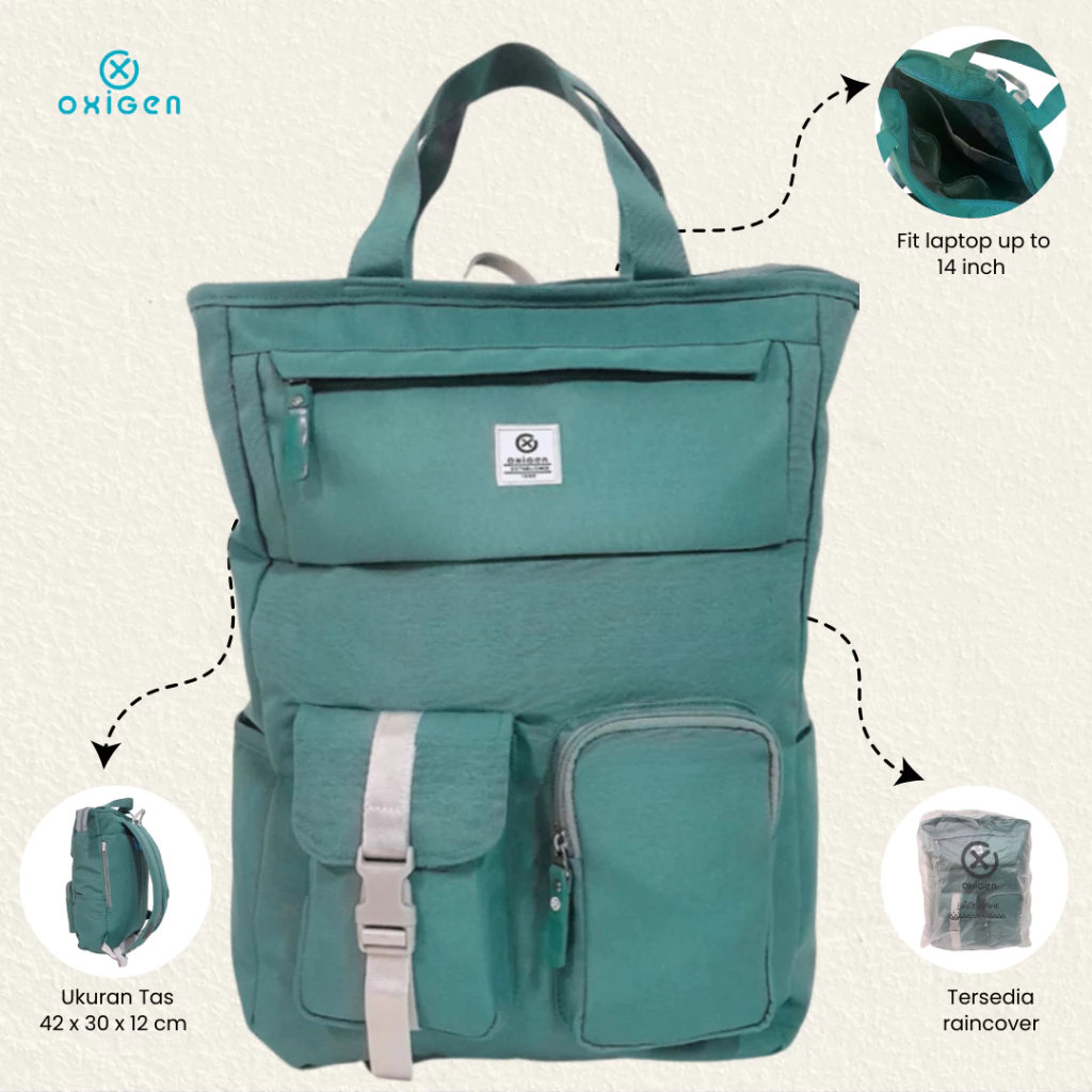 Oxigen Teona Polyester Backpack With Raincover (1)